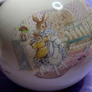 Royal Doulton Bunnykins Ceramic Money Ball Bank in Cream, Brown and Red